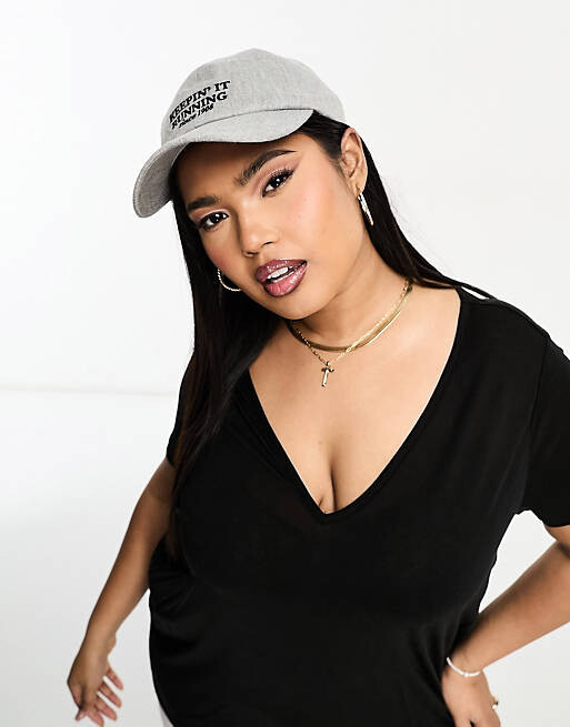 

Черная свободная футболка с v-образным вырезом ASOS DESIGN Curve, Черный