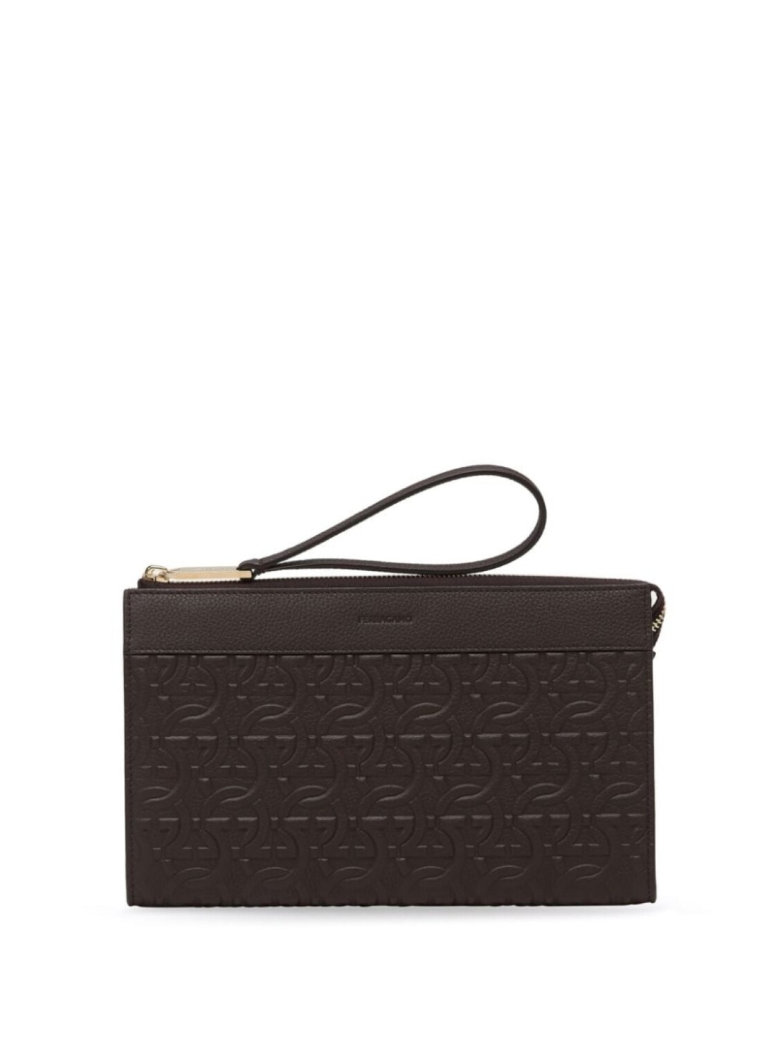 

Ferragamo клатч с тиснением Gancini, коричневый