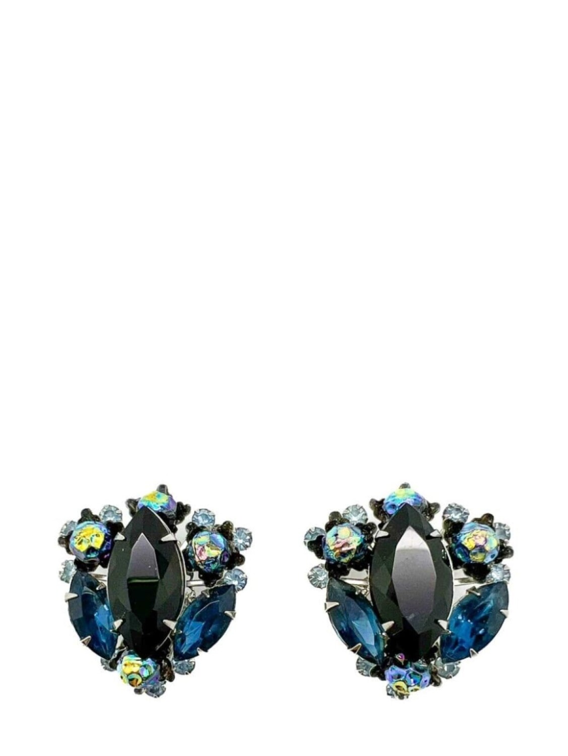 

Винтажные серьги Judy Lea Black & Navy Navette 1950-е гг Jennifer Gibson Jewellery, черный