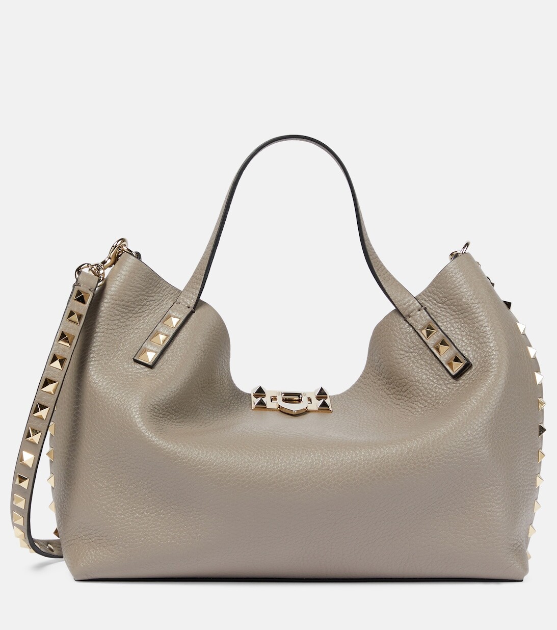 

Маленькая сумка-тоут Rockstud из кожи Valentino Garavani, бежевый