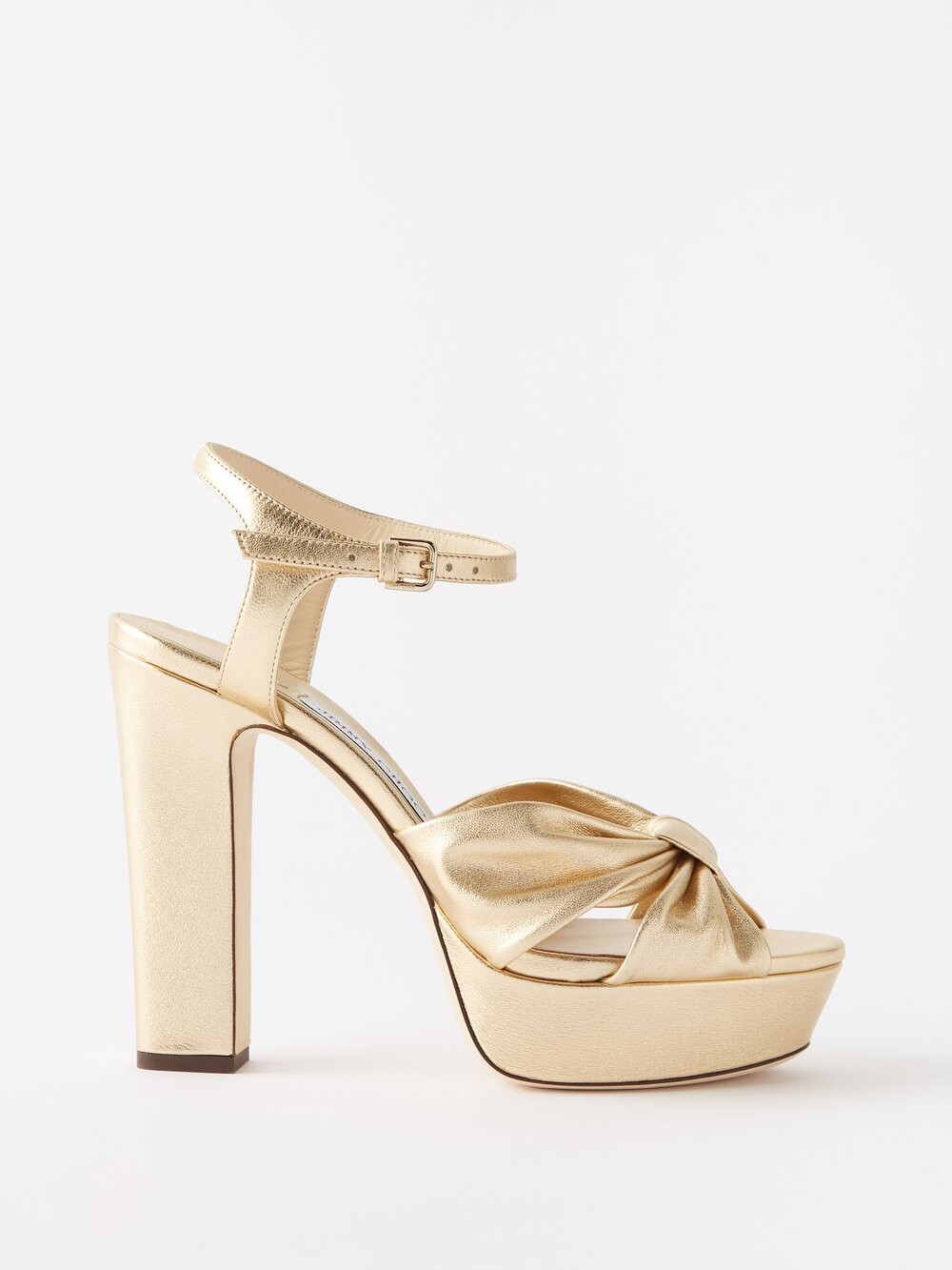 

Босоножки heloise 120 на платформе из кожи металлик Jimmy Choo, золото