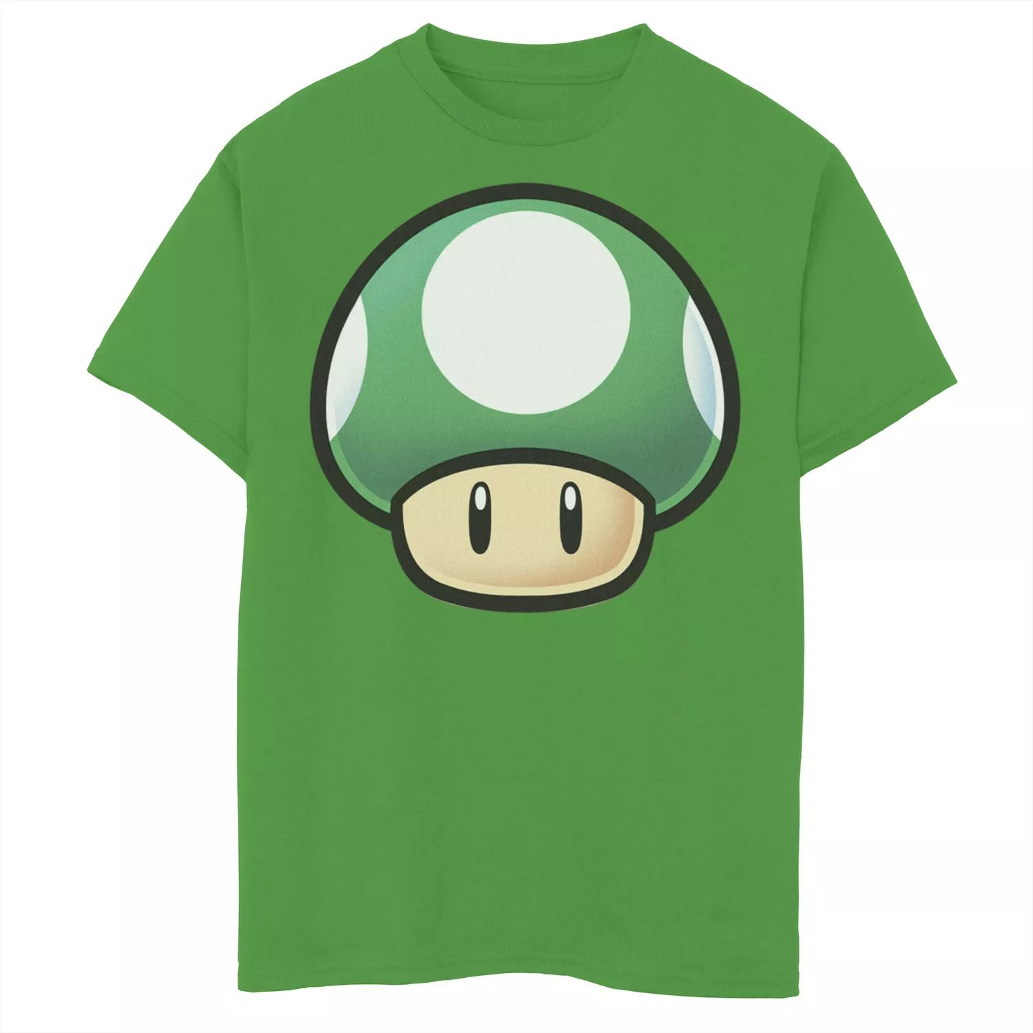 

Зеленая футболка с рисунком гриба и большим лицом Nintendo Super Mario для мальчиков 8–20 лет Licensed Character