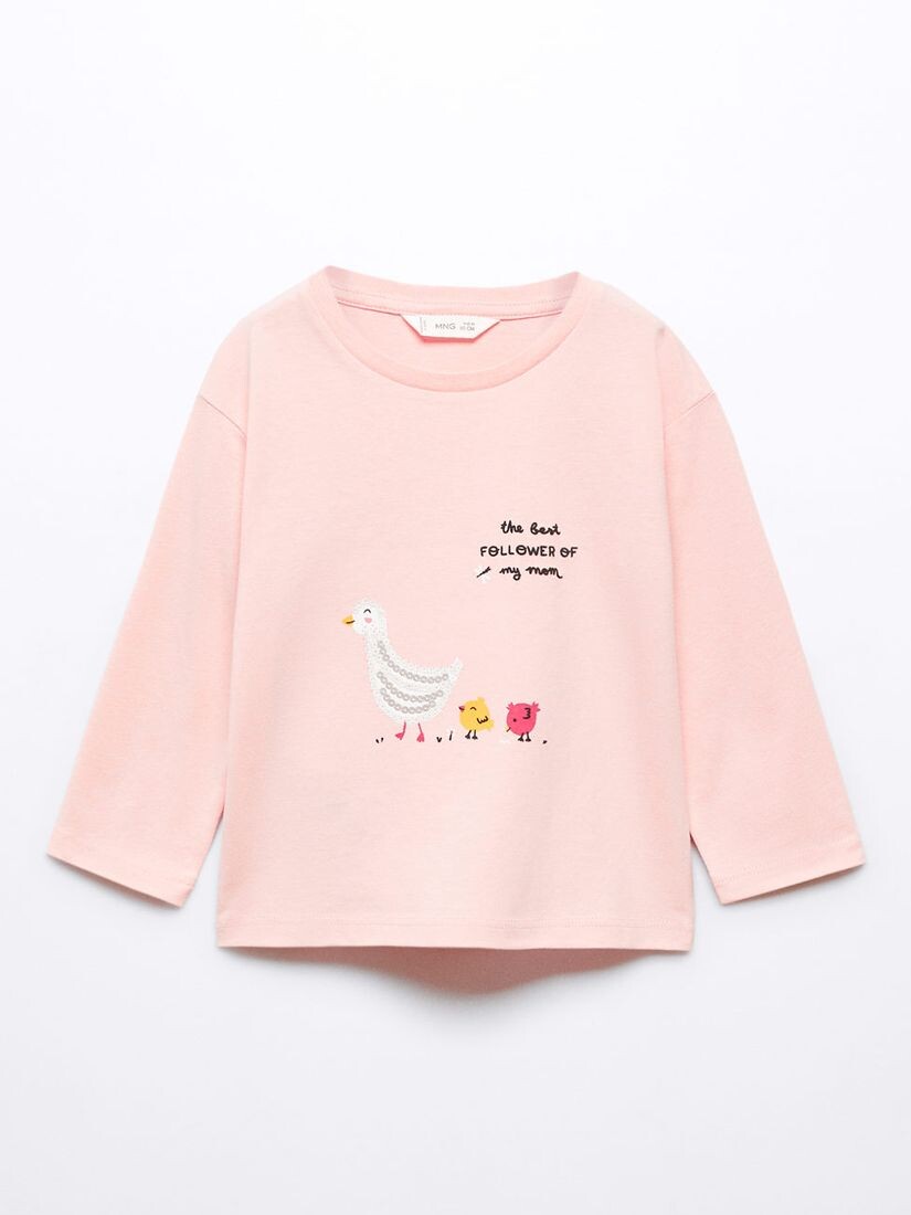 

Футболка с пайетками и надписью Baby Pato Mango, розовый