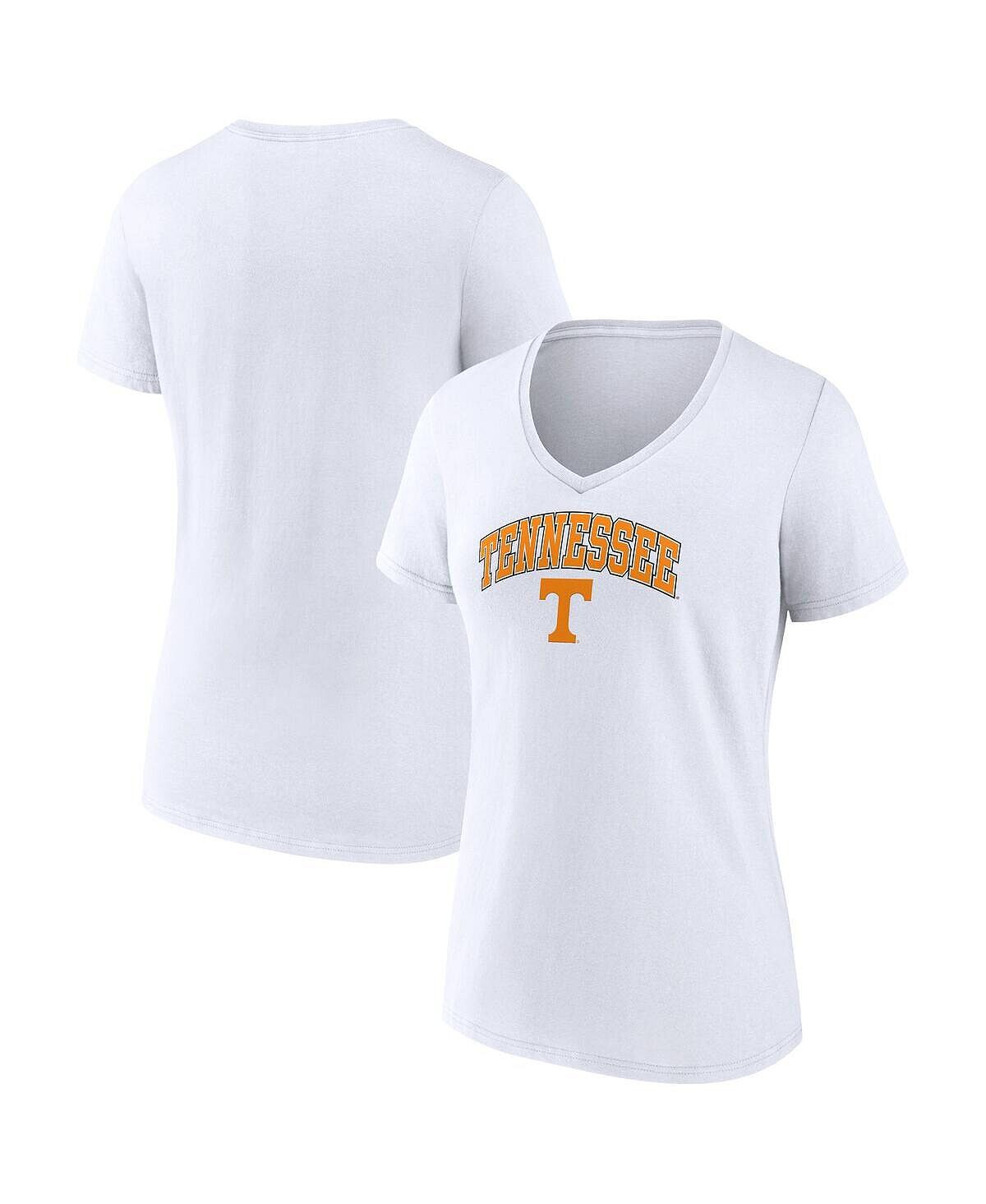 

Женская белая футболка с v-образным вырезом и фирменным логотипом Tennessee Volunteers Evergreen Campus Fanatics, белый