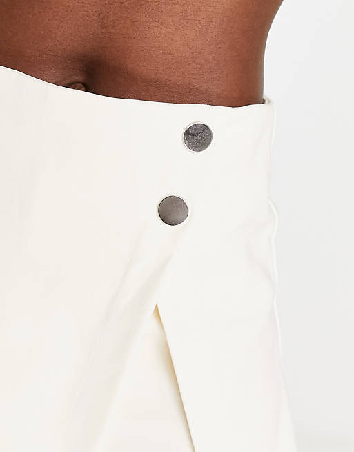Белая юбка-юбка с запахом Stradivarius юбка с орнаментом stradivarius 44 размер