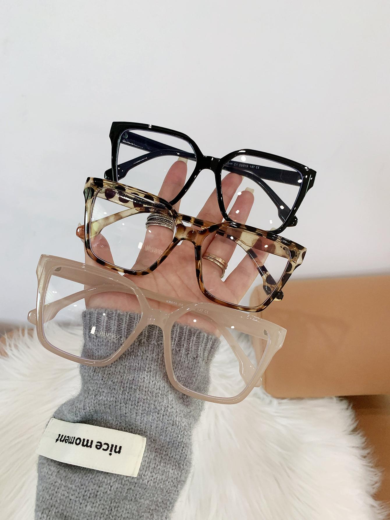 3 шт. модные женские очки с прозрачными линзами в оправе для ПК однотонного или черепахового цвета