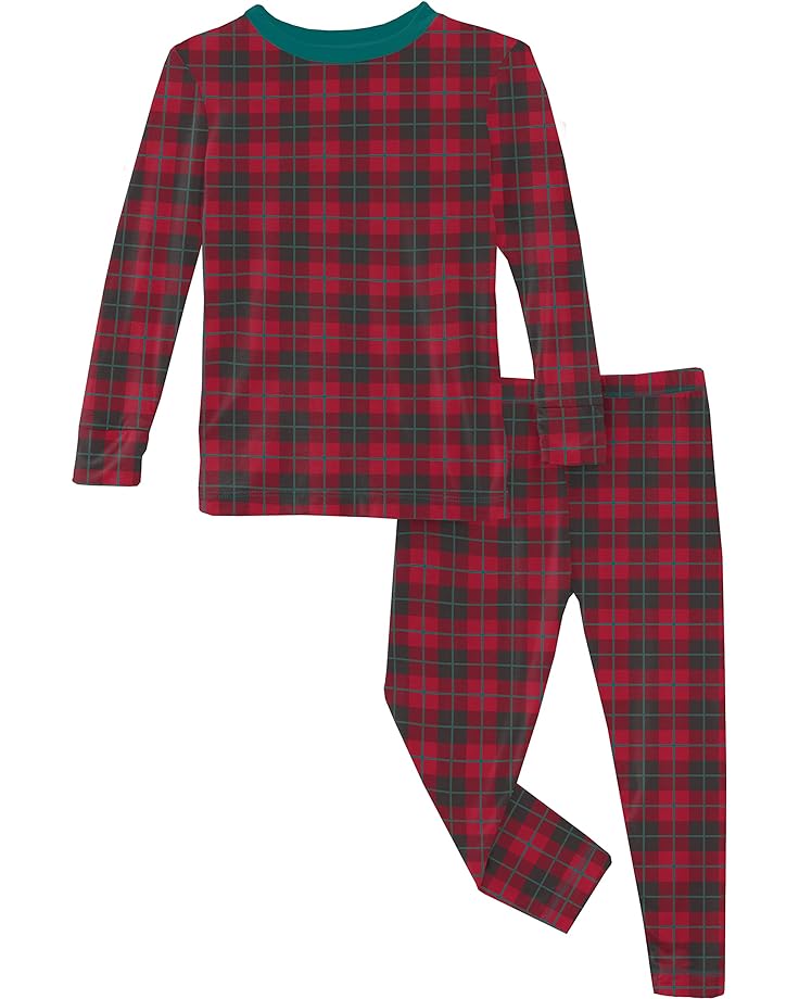 пижамный комплект kickee pants long sleeve pajama set цвет pine mistletoe Пижамный комплект Kickee Pants Long Sleeve Pajama Set, цвет Anniversary Plaid