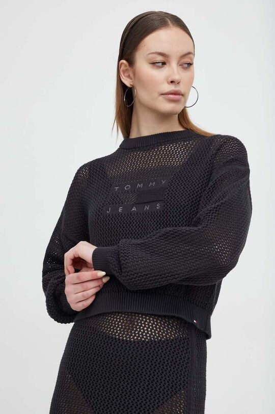 

Хлопковый свитер Tommy Jeans, черный