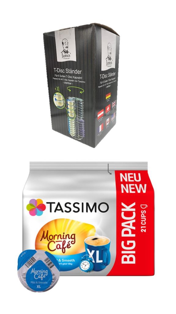 

Tassimo — вращающийся дозатор капсул плюс упаковка Morning Café Mild & Smooth XL James Premium