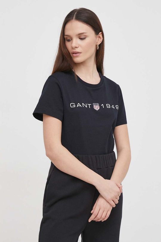 Хлопковая футболка Gant, черный