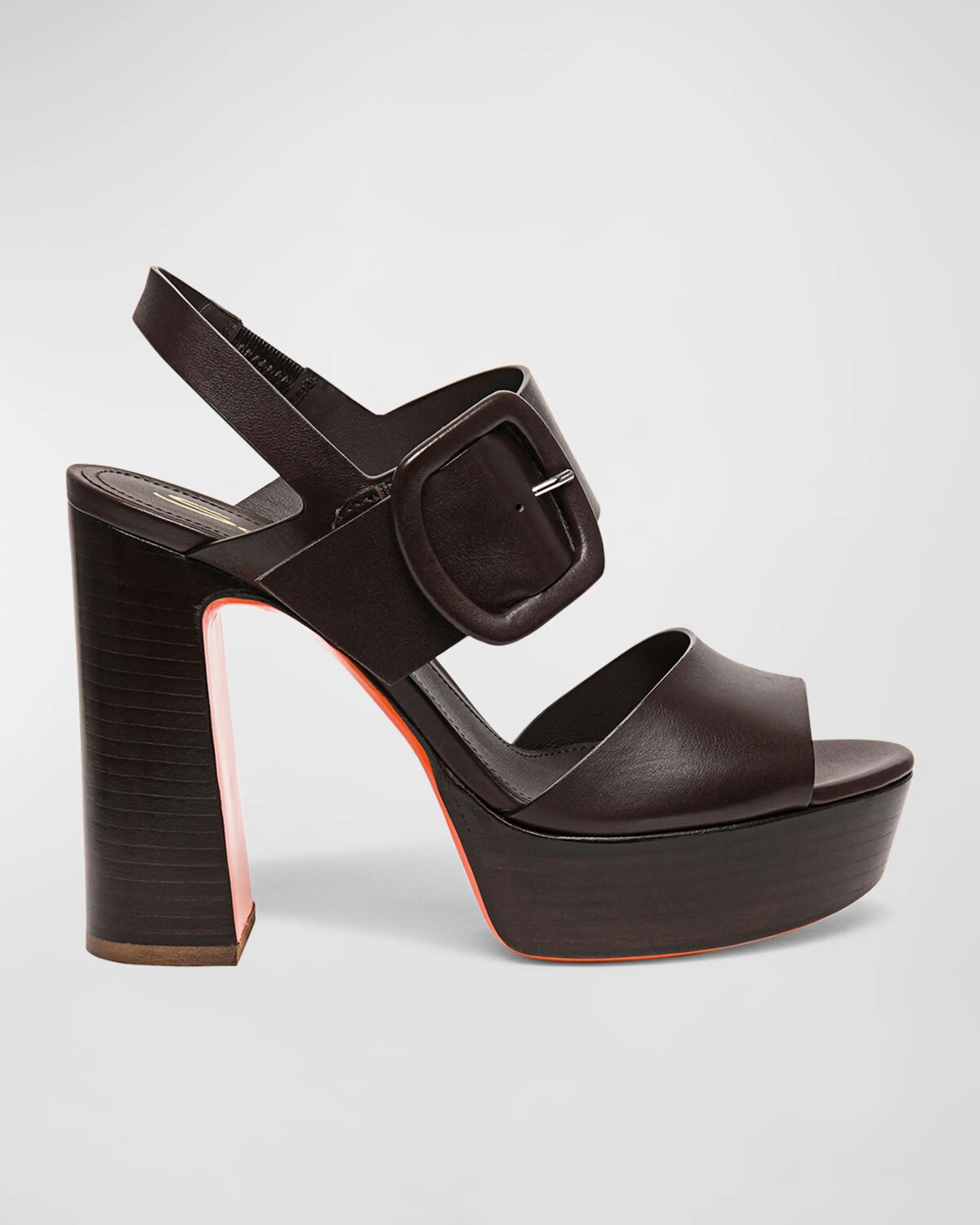 

Кожаные сандалии на платформе с пряжкой Bruxel Santoni, цвет Dark Brown