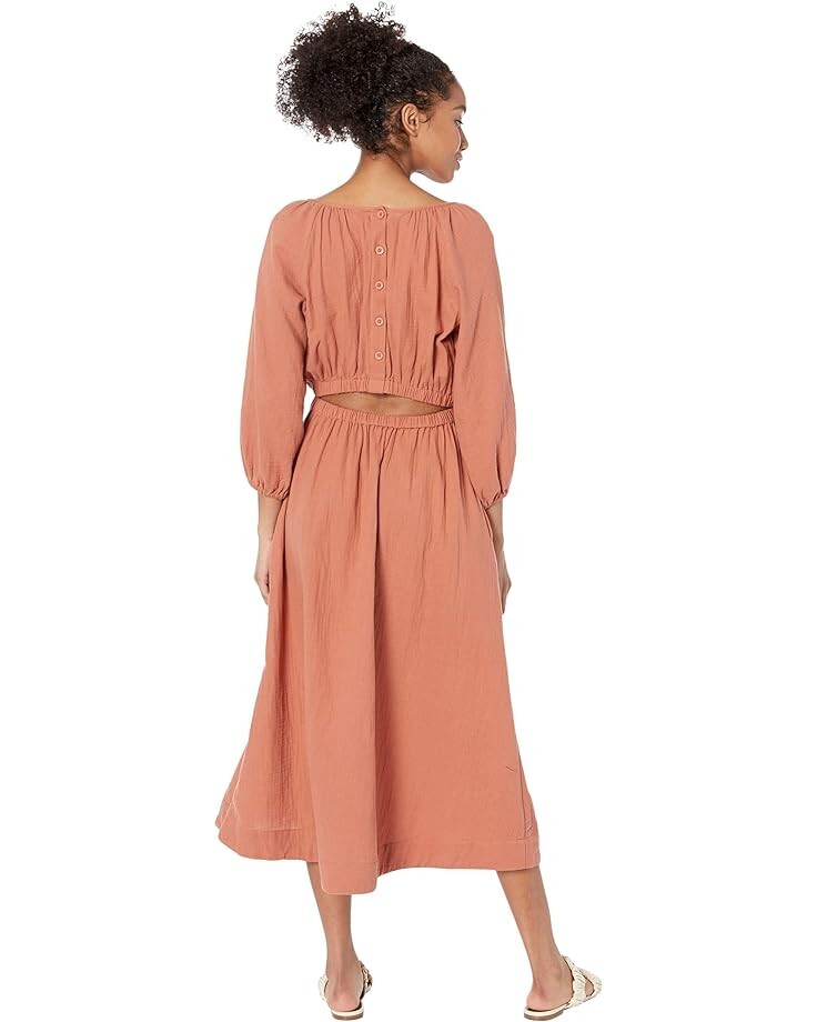 

Платье MONROW Gauze Long Sleeve Open Back Dress, цвет Faded Rust