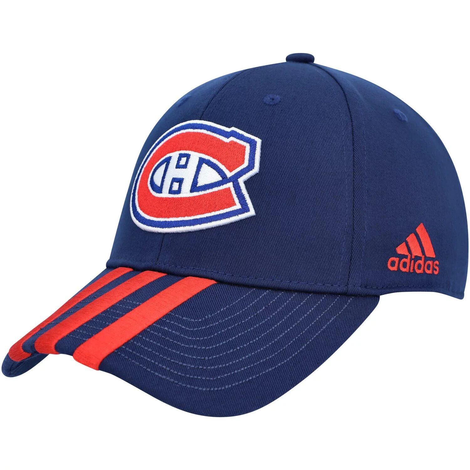 

Мужская темно-синяя регулируемая кепка adidas Montreal Canadiens Lock Room с тремя полосками