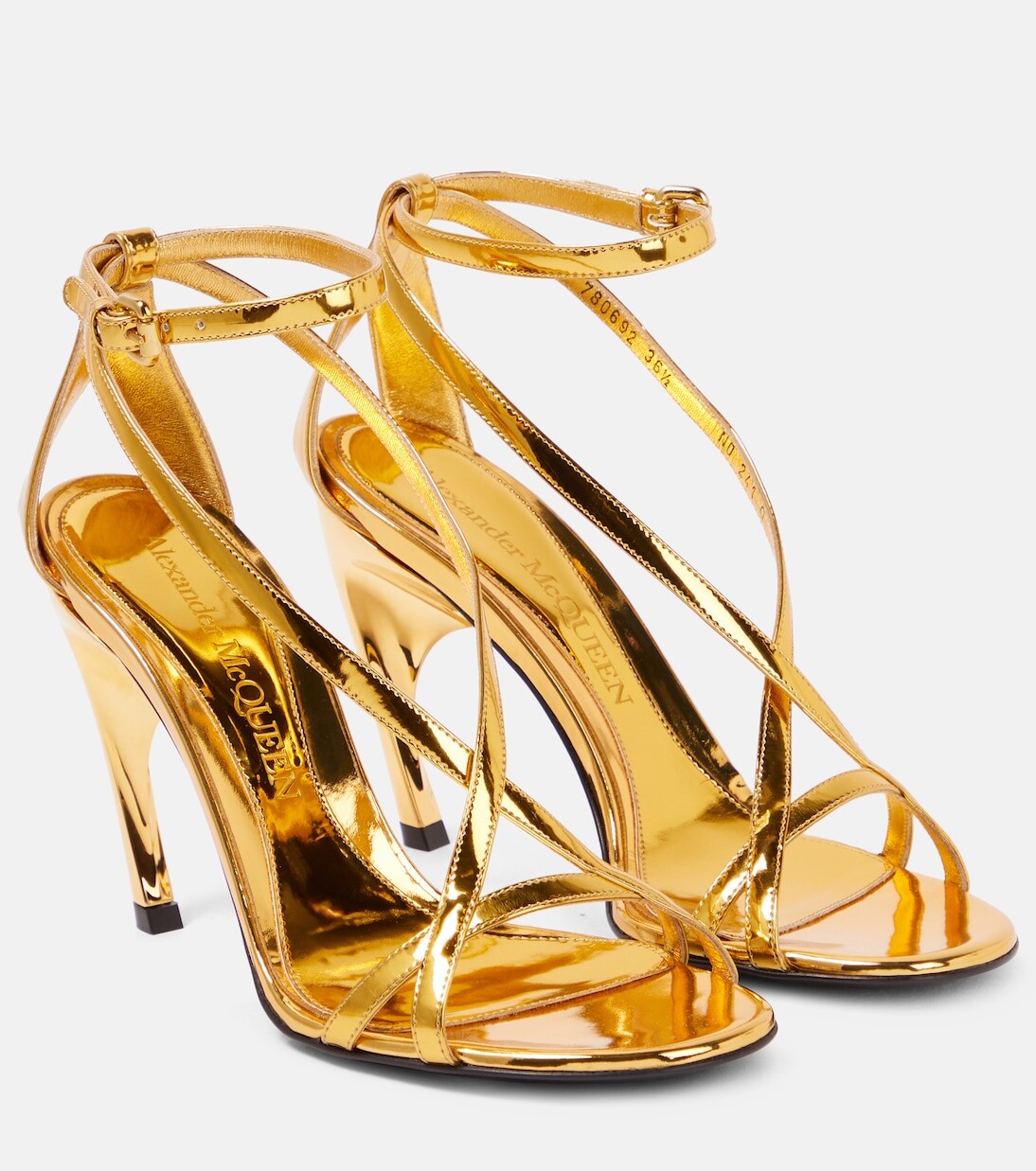 

Сандалии armadillo из кожи с эффектом металлик Alexander Mcqueen, золото