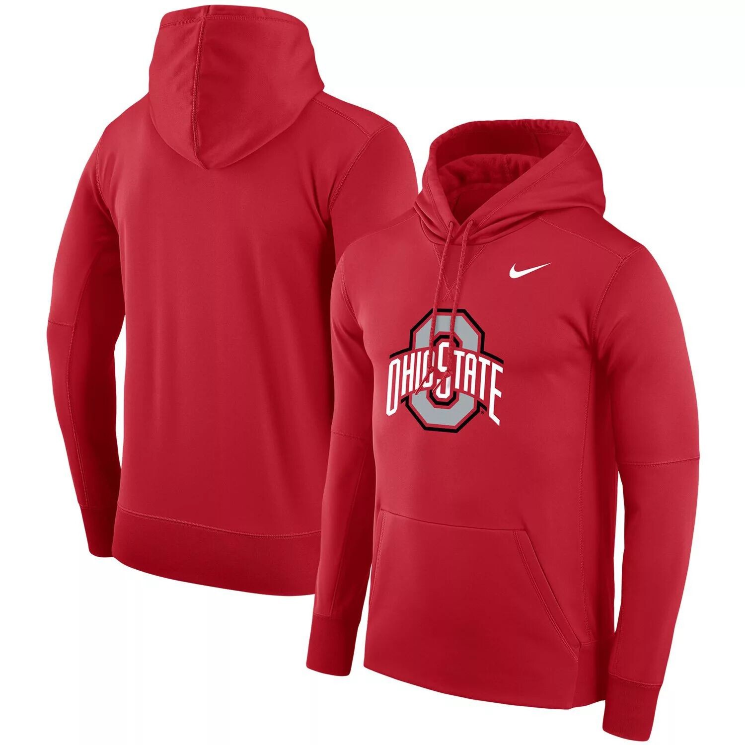 

Мужской пуловер с капюшоном Scarlet Ohio State Buckeyes Performance Nike