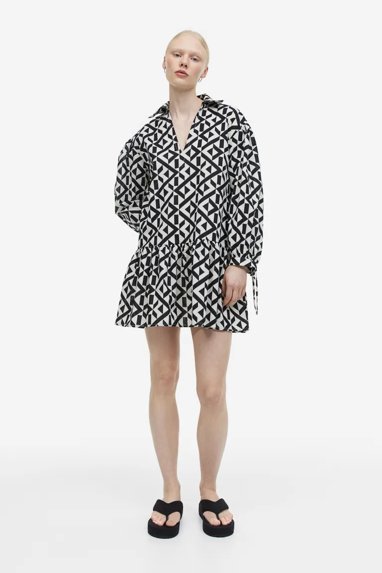 

Платье из поплина с воротником H&M, черный