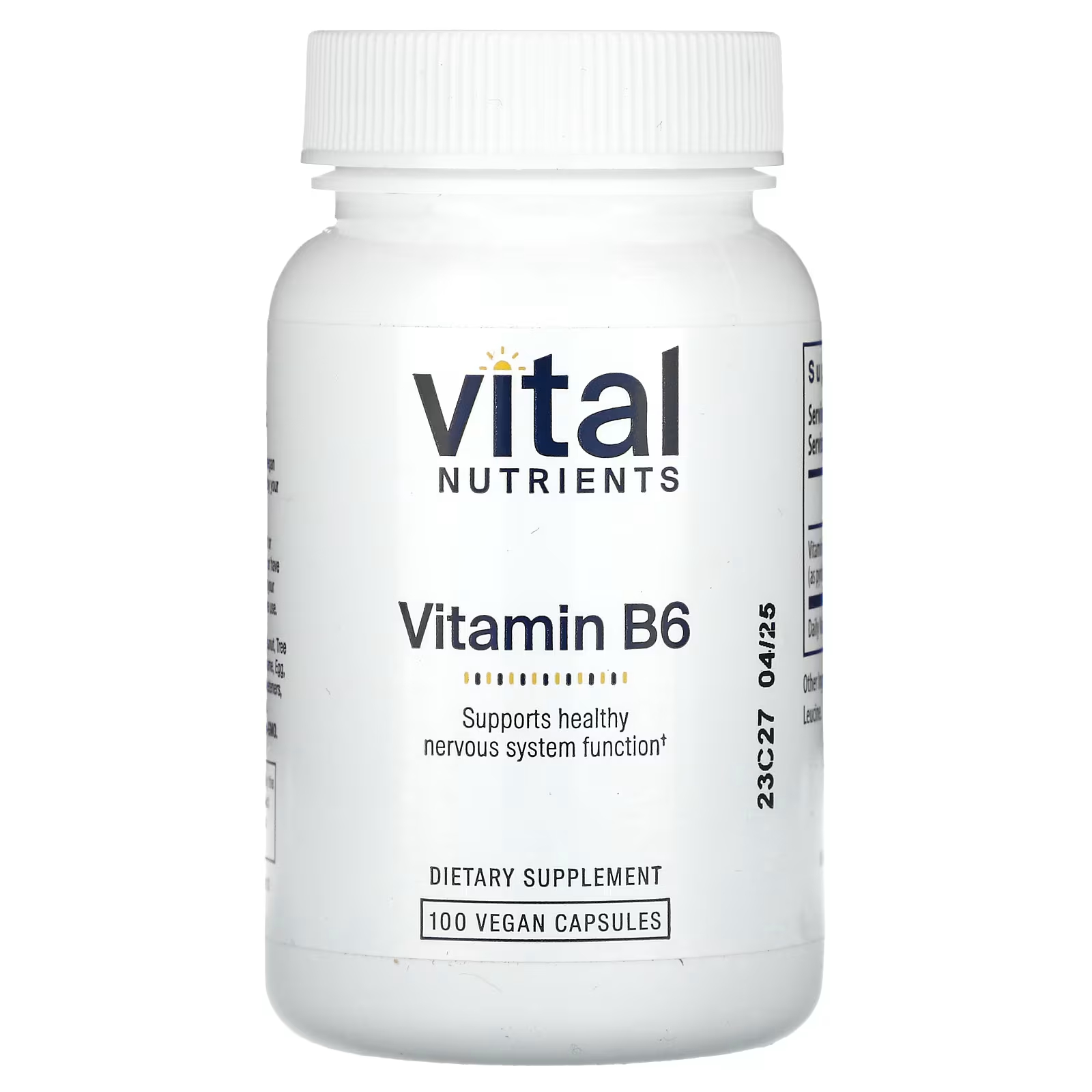 Витамин B6 Vital Nutrients, 100 капсул vital nutrients витамин с 120 веганских капсул