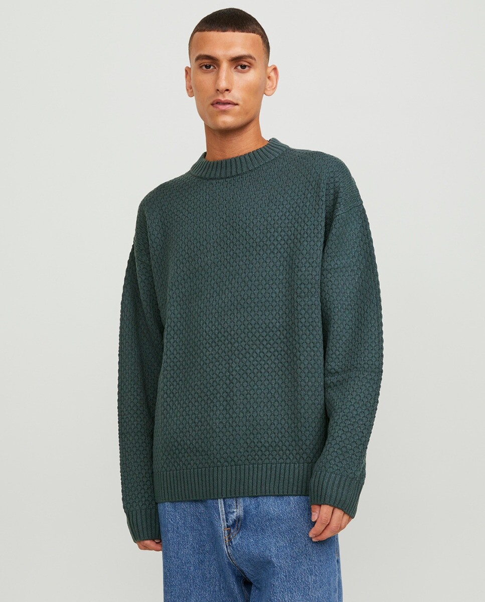 

Мужской вязаный свитер с круглым вырезом Jack & Jones, темно-зеленый