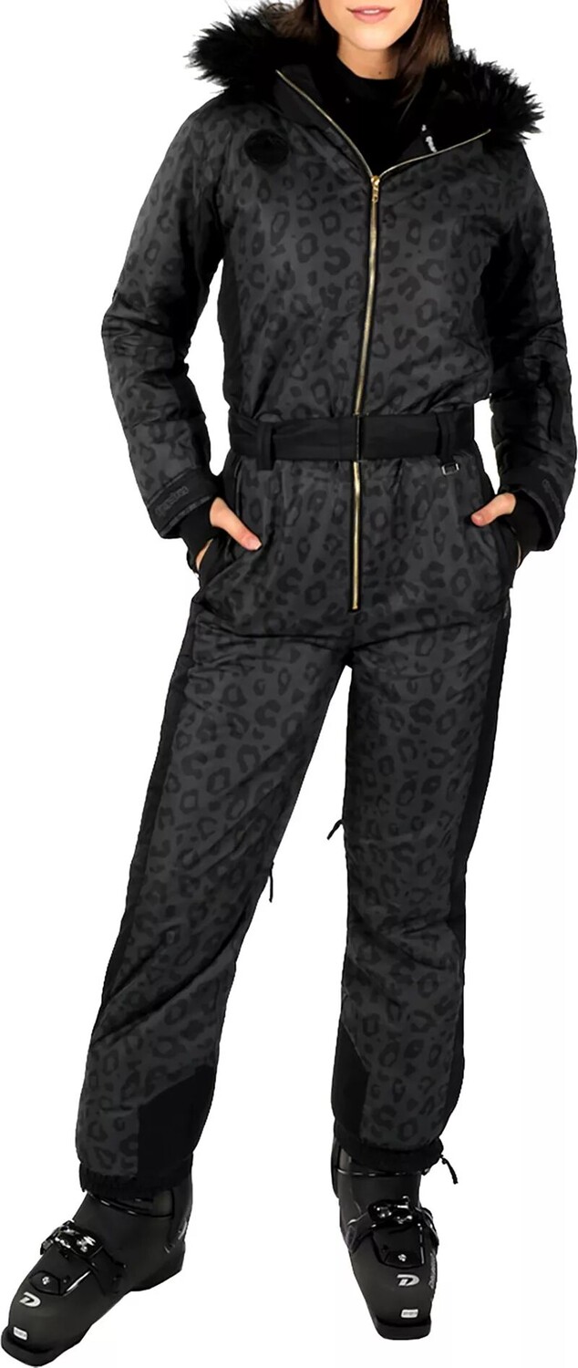 

Женский зимний комбинезон с леопардовым принтом Tipsy Elves, черный