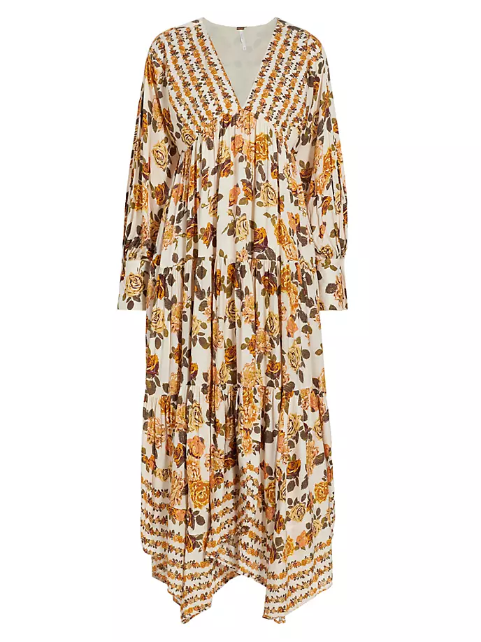 

Асимметричное платье макси Rows Of Roses Free People, цвет ivory combo