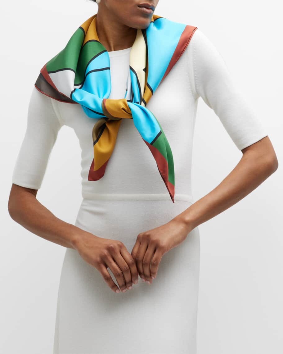 

Квадратный шелковый шарф с абстрактным логотипом Tory Burch