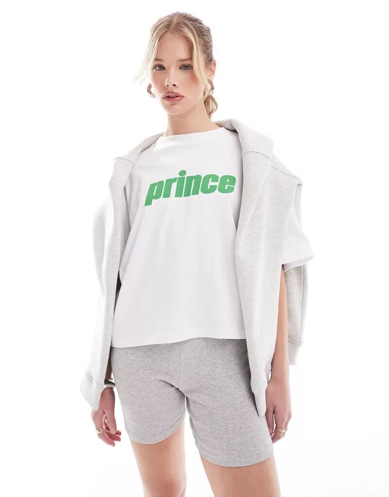 Белая футболка с логотипом Prince белая футболка prince edition из сетки sporty