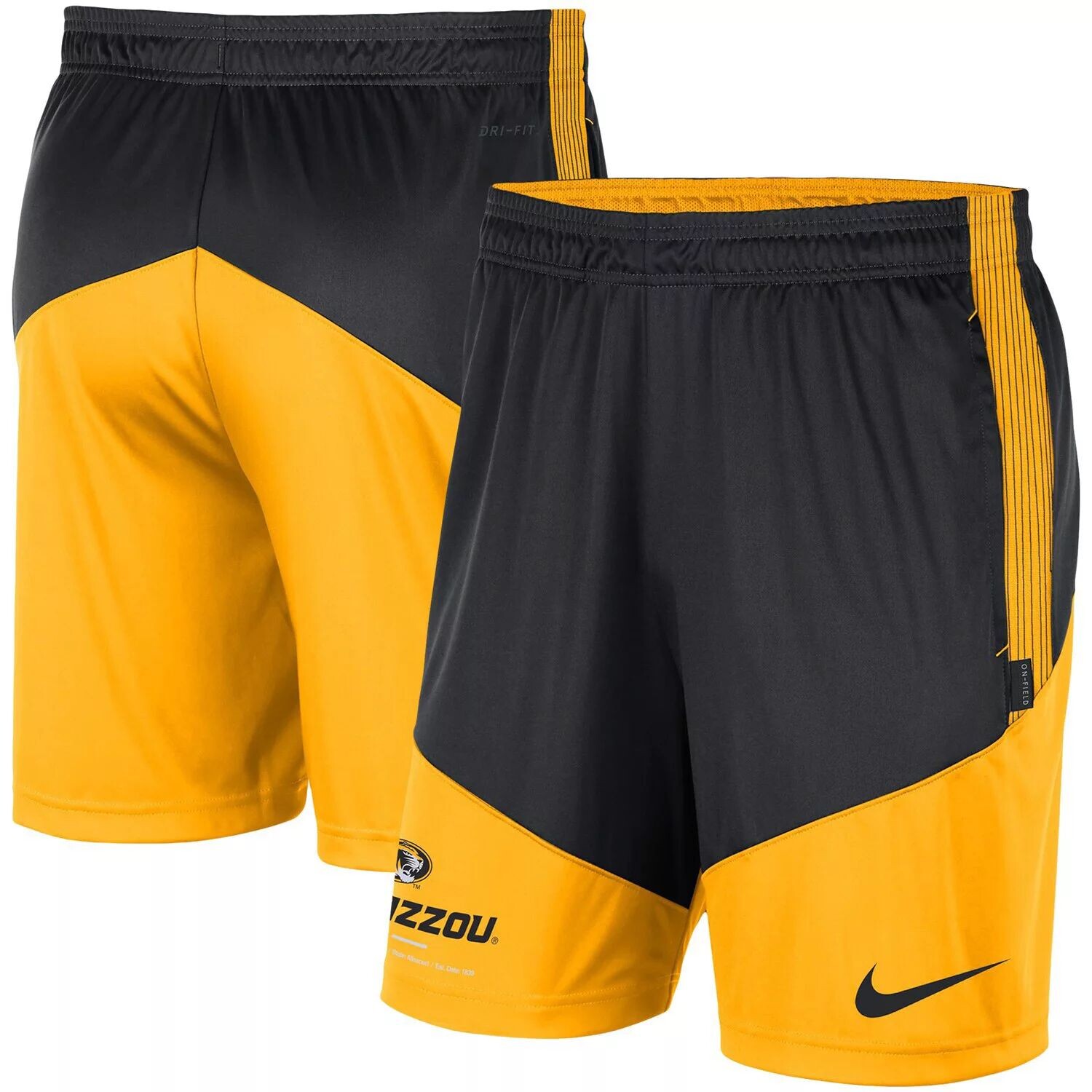 

Мужские черные/золотые вязаные шорты Missouri Tigers Team Performance Nike
