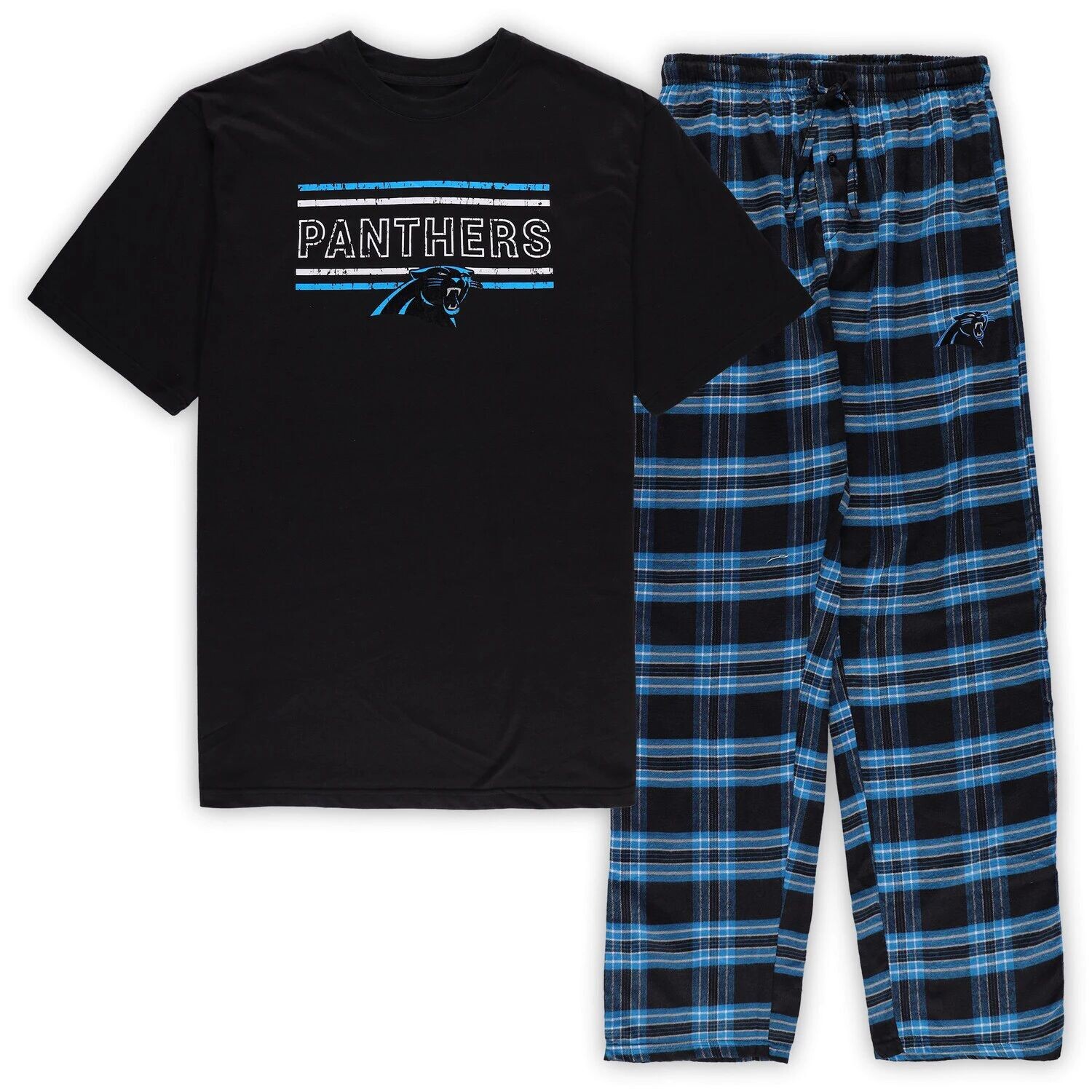

Мужской фланелевой спальный комплект Concepts Sport черный/синий Carolina Panthers Big & Tall