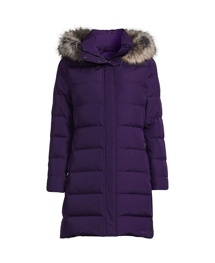 Женское пуховое зимнее пальто Lands' End, фиолетовый длинное бесшовное пуховое пальто uniqlo бежевый