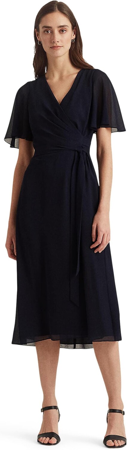 

Платье Georgette с развевающимися рукавами LAUREN Ralph Lauren, цвет Lighthouse Navy