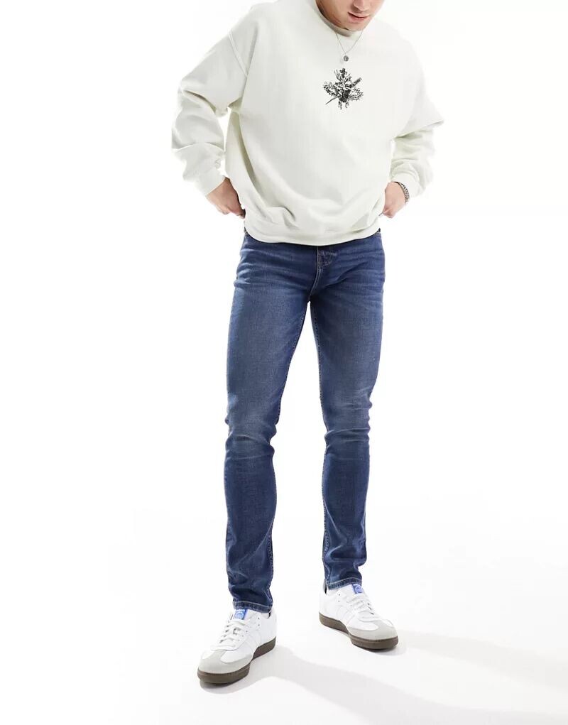 

Синие джинсы скинни средней длины ASOS