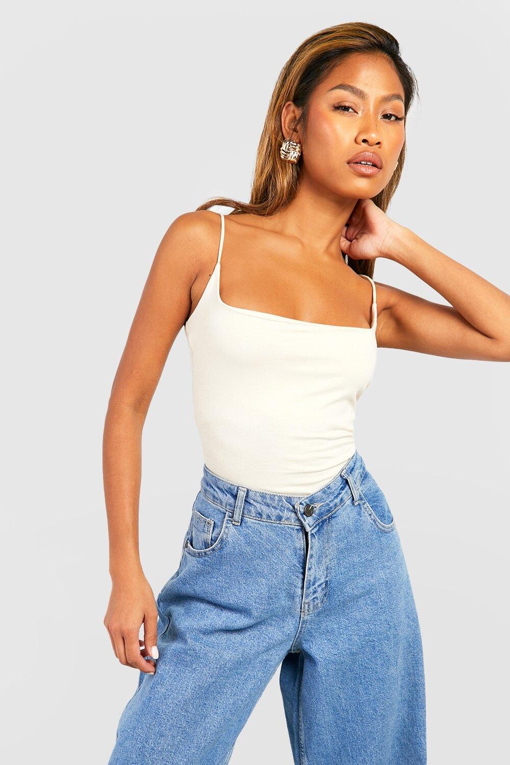 

Базовое боди из хлопка на ремешках Boohoo, серый