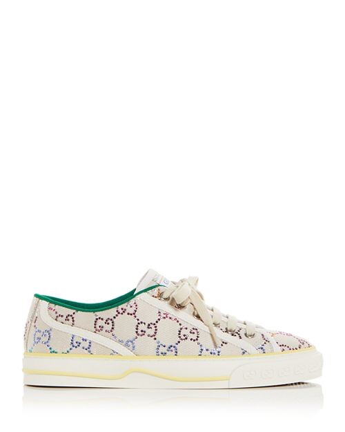 

Женские низкие кеды с кристаллами Gucci, цвет Ivory/Cream