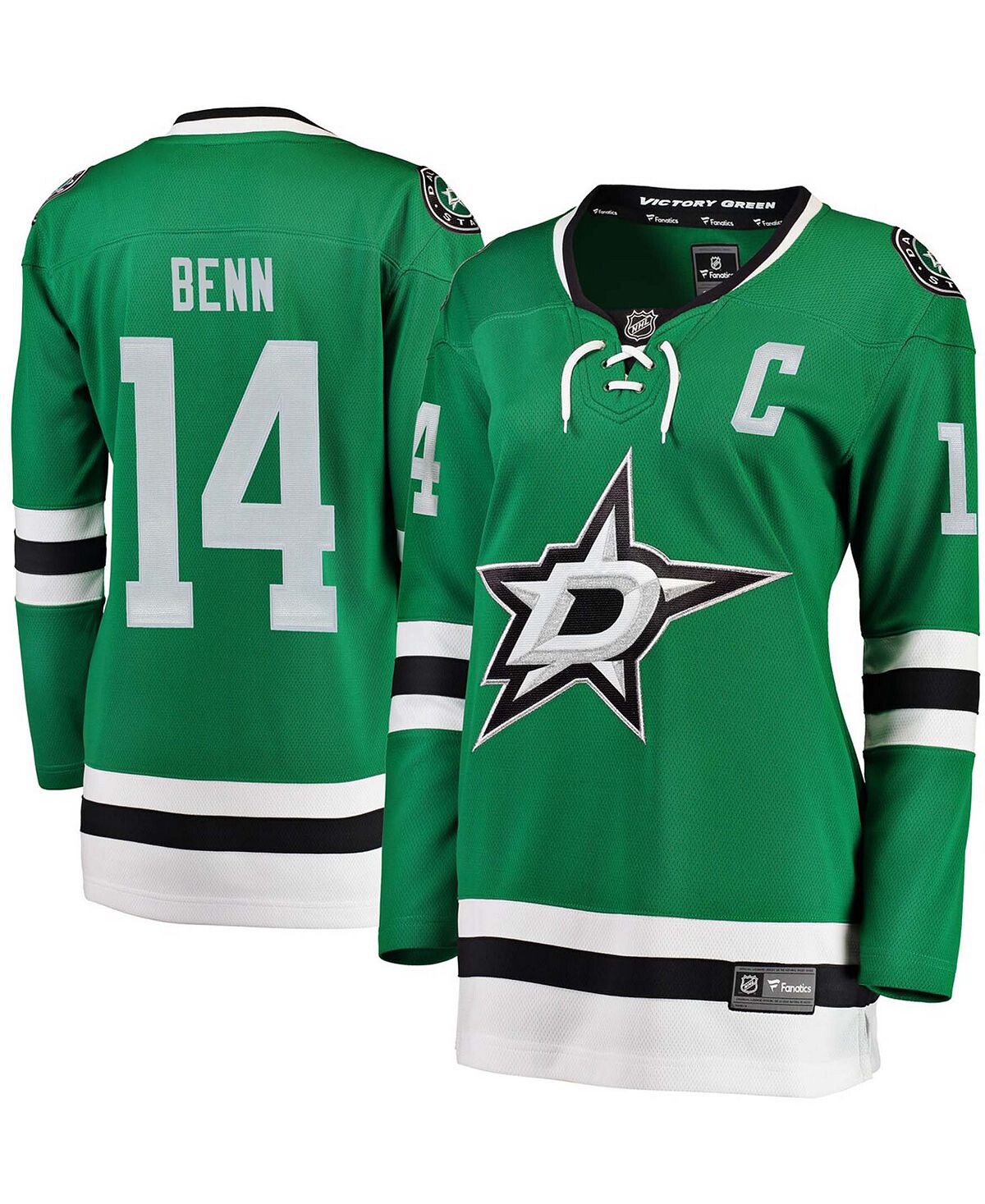 

Женская майка Jamie Benn Green Home Breakaway Player Fanatics, зеленый