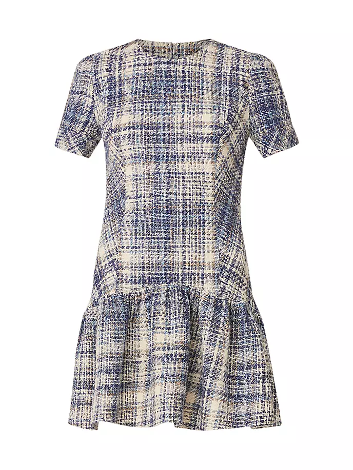 

Твидовое мини-платье в клетку Eleanor Shoshanna, цвет celeste blue ivory