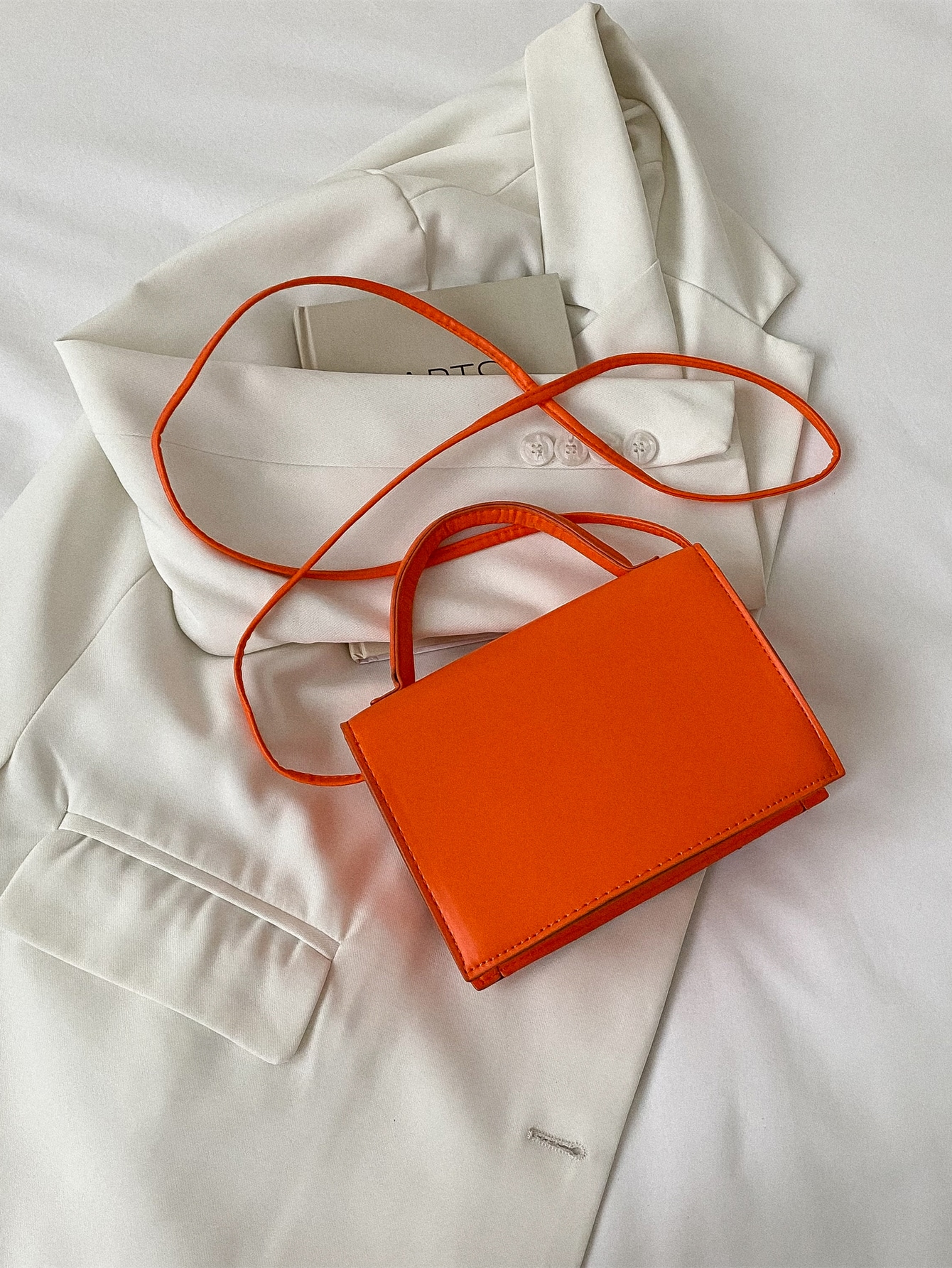Легкая деловая повседневная мини-минималистичная квадратная сумка-саквояж для девочек-подростков, апельсин