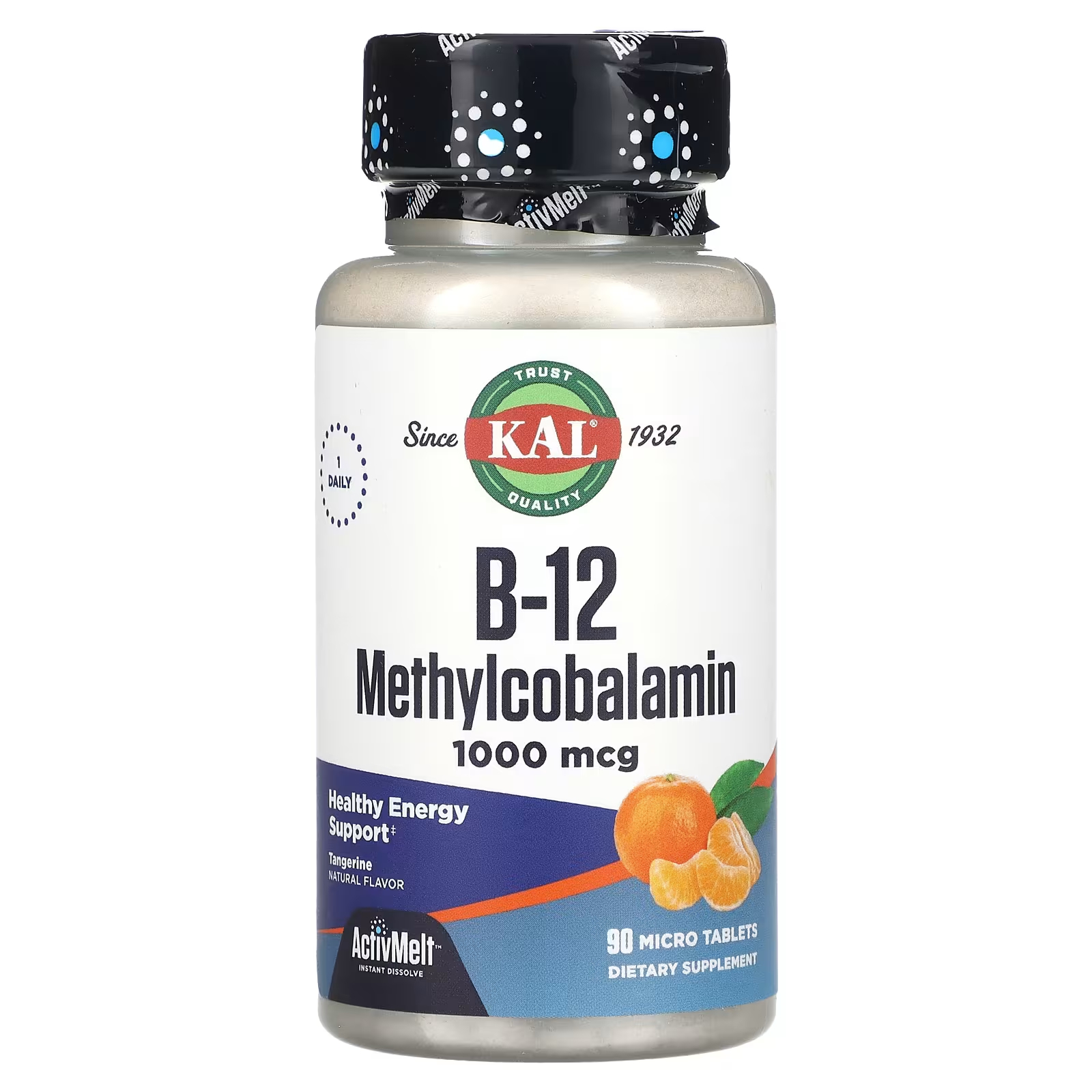 KAL B-12 Метилкобаламин Мандарин 1000 мкг 90 микротаблеток kal цинк витамин c мандарин 90 микротаблеток