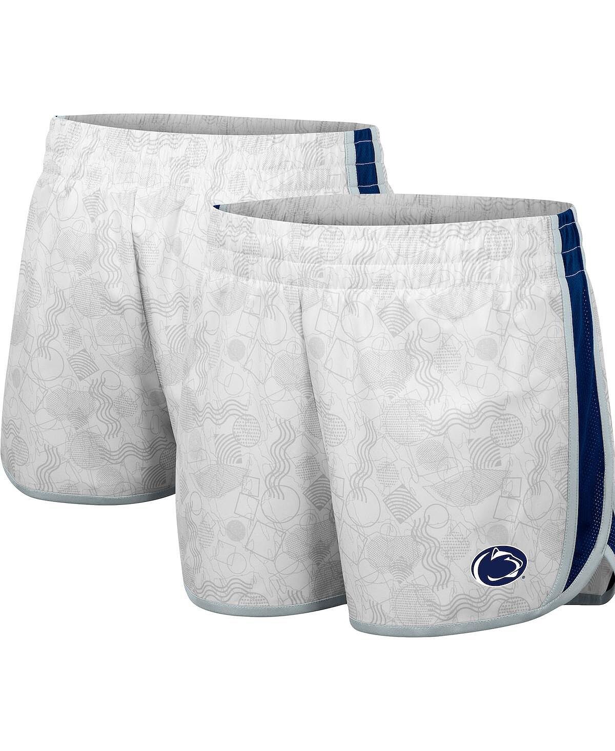 

Женские бело-темно-синие шорты Penn State Nittany Lions The Plastics с геопринтом Colosseum
