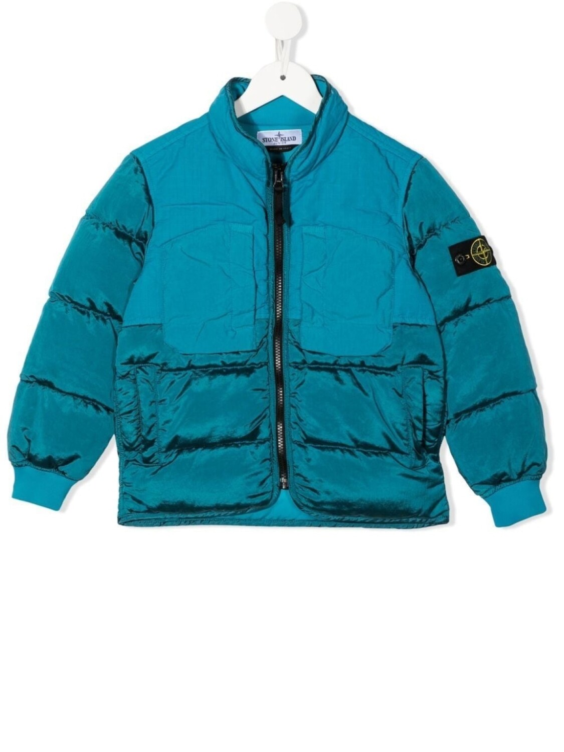

Stone Island Junior пуховик с нашивкой-логотипом, синий
