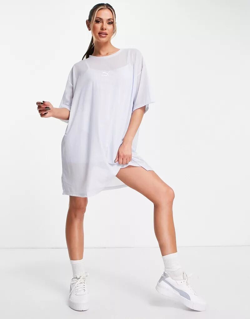 

Бледно-голубое платье-футболка из сетки и органзы PUMA эксклюзивно для ASOS