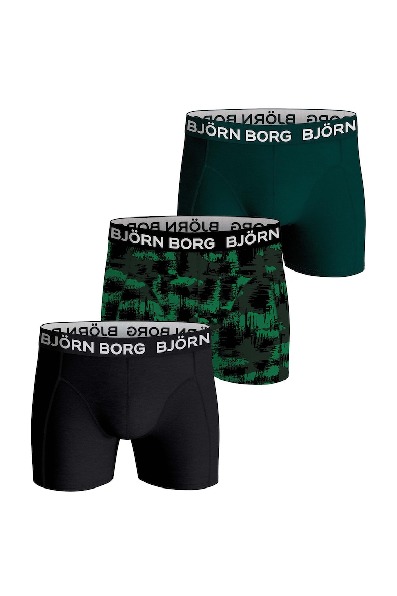 Боксеры с логотипом на поясе - 3 пары Björn Borg, зеленый