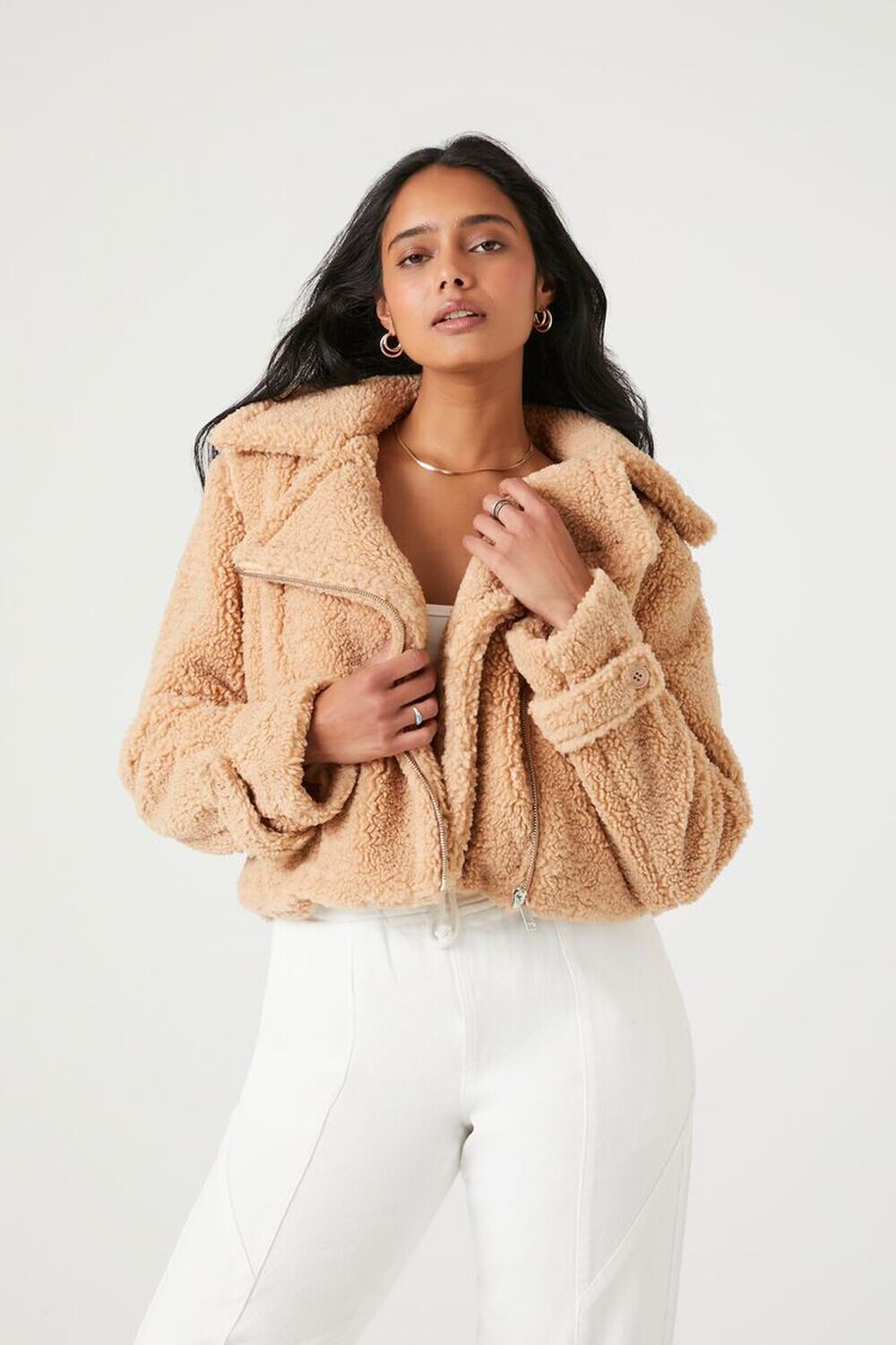 

Мото куртка Тедди из искусственной овчины Forever 21, коричневый