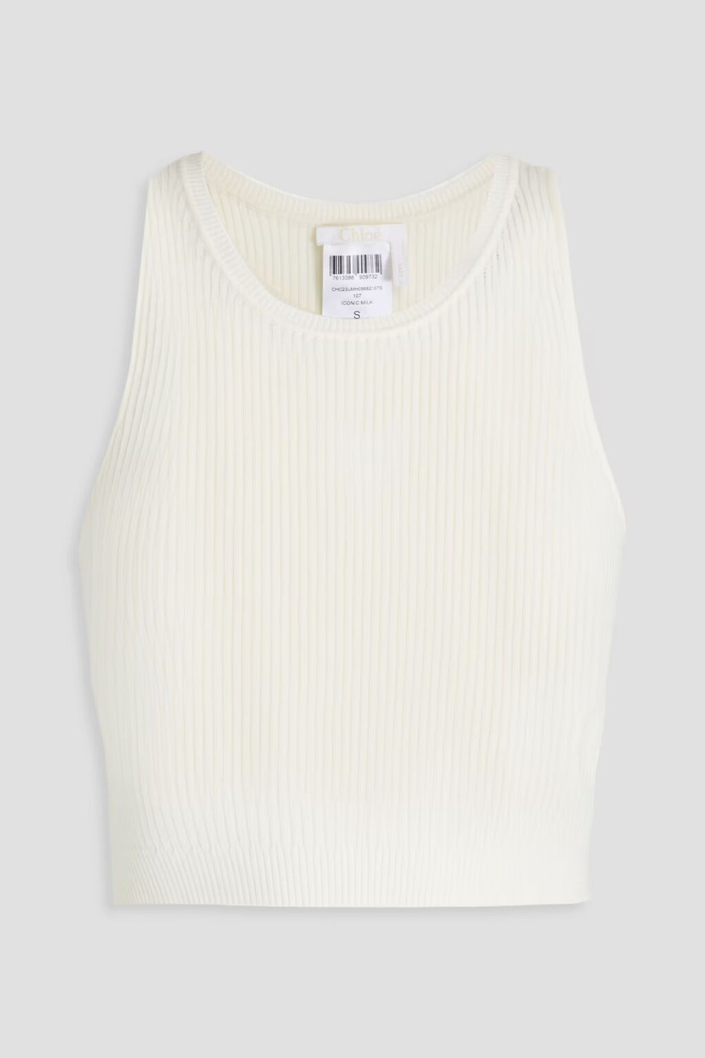

Майка из ребристой шерсти с укороченным вырезом Chloé, слоновая кость