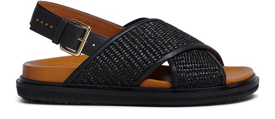 

Сандалии Fussbett из рафии и кожи Marni