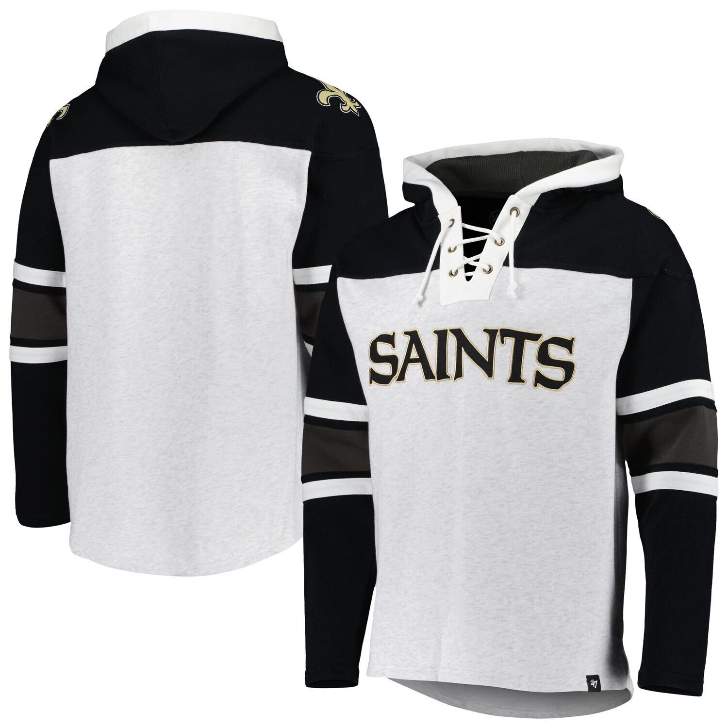 

Мужская толстовка со шнуровкой и пуловером New Orleans Saints Heather Grey Gridiron '47 New Orleans Saints