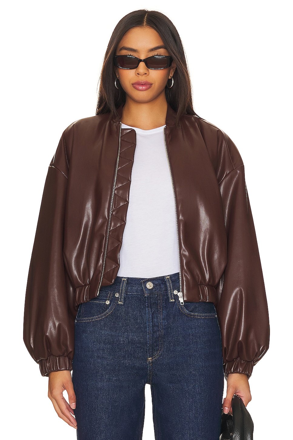 

Куртка Lovers and Friends x Rachel Ana Faux Leather Bomber, цвет Pecan Brown