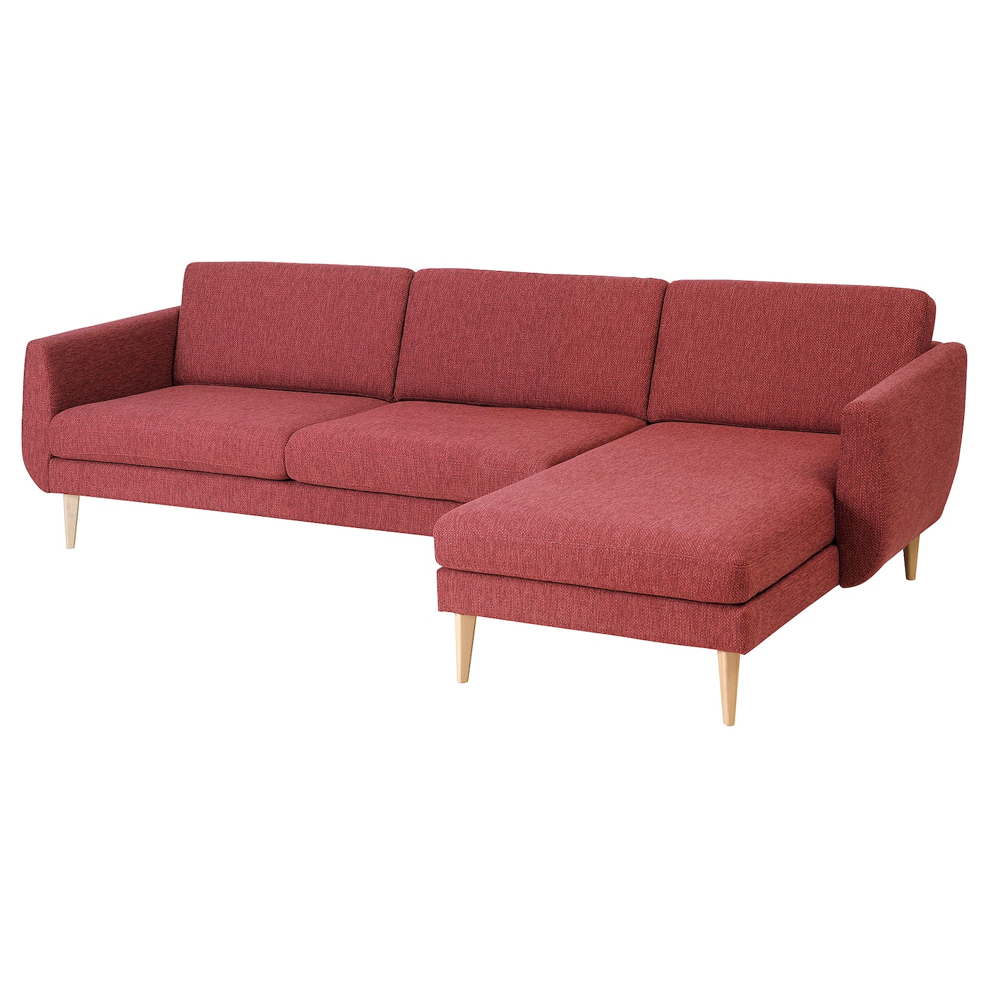 СМЕДСТОРП 4-местный диван + диван, Лейде/красный/коричневый дуб SMEDSTORP IKEA