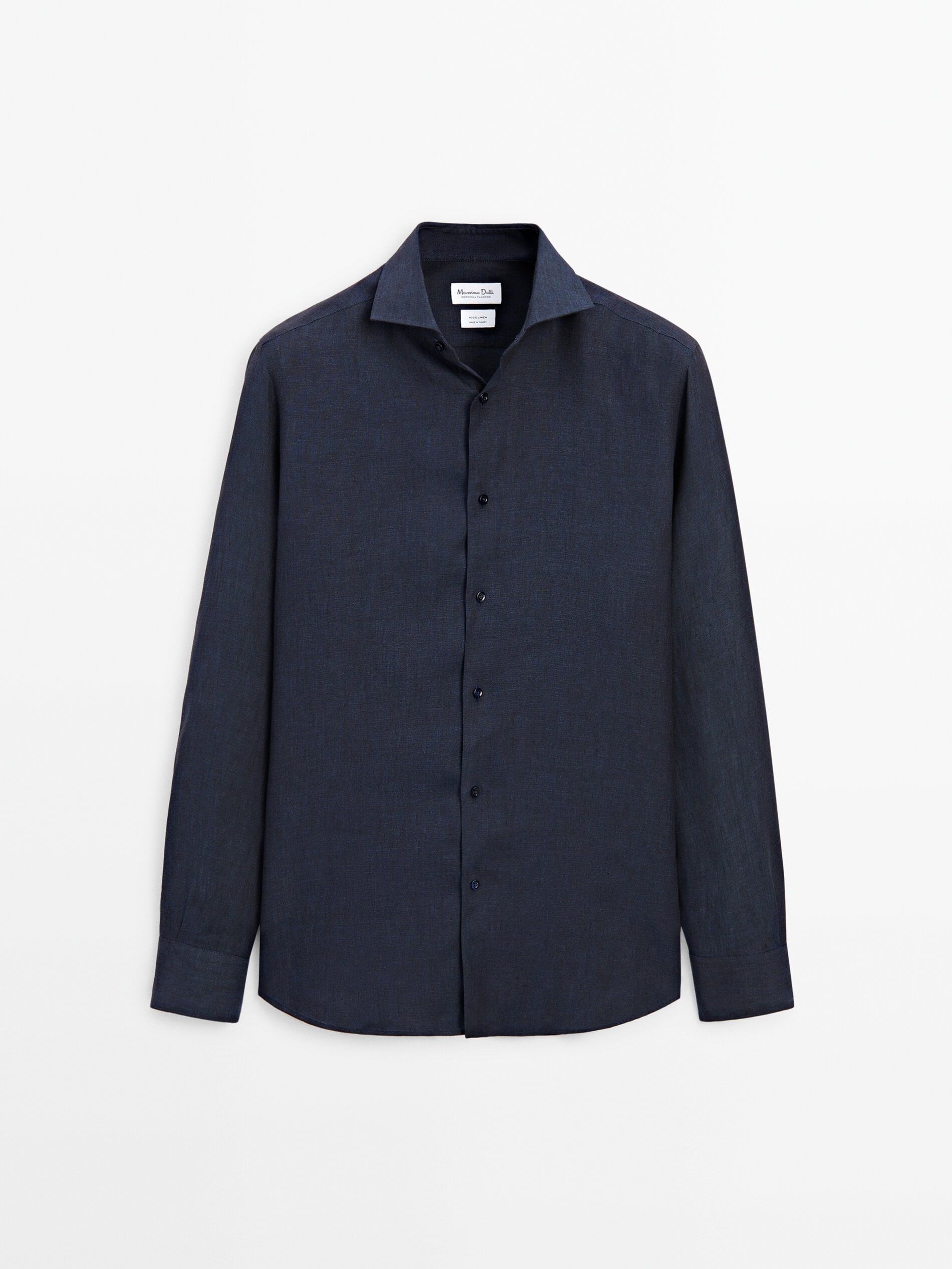 рубашка узкого кроя из чистого льна Рубашка узкого кроя из 100% льна Massimo Dutti, синий