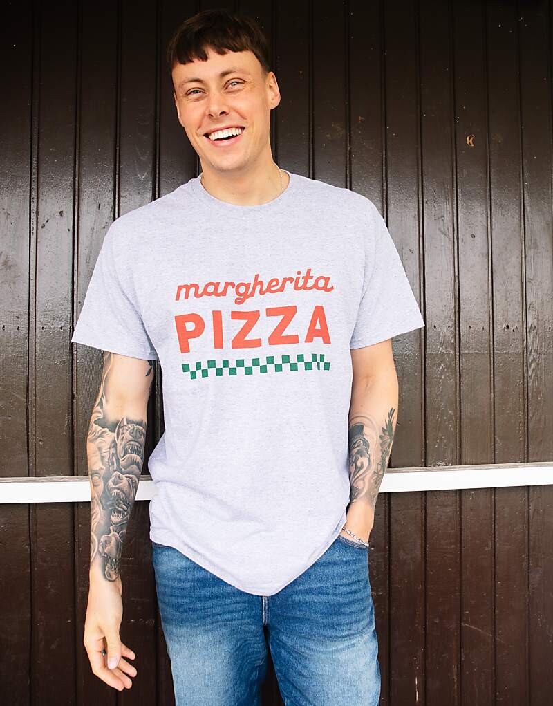 

Серая футболка с надписью "Margherita Pizza" Batch1