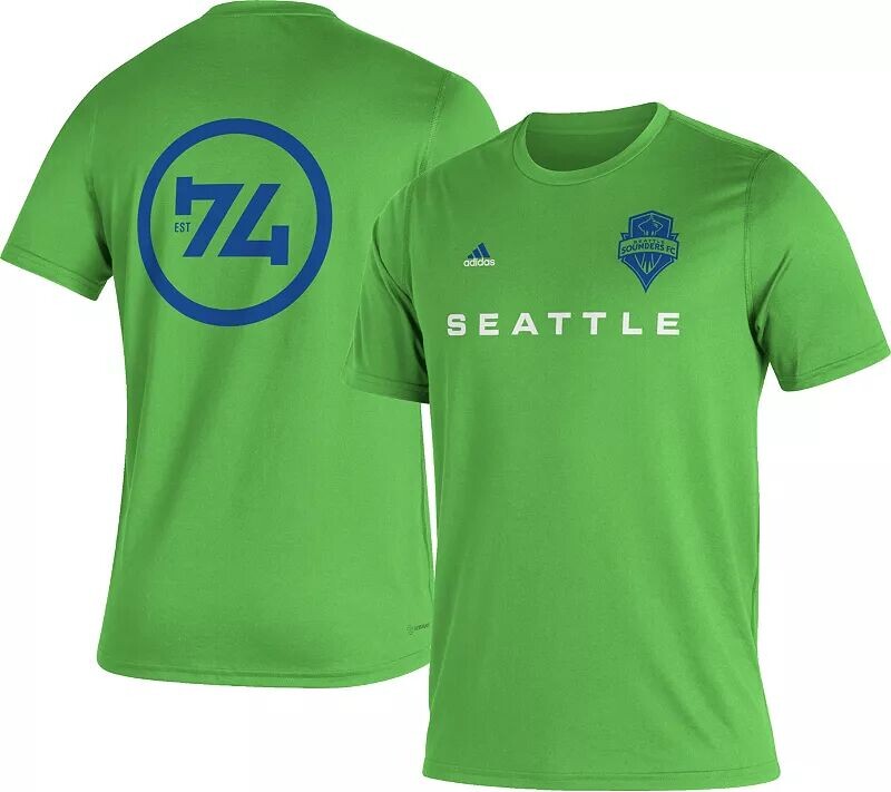 

Зеленая футболка из джерси Adidas Seattle Sounders '22 с крючками